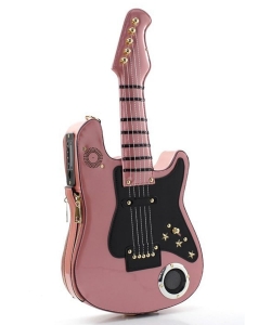 Guitar Shaped Bluetooth Speaker Cross Body - Shoulder Bags With Multimedia Player Radio 9275 PINK